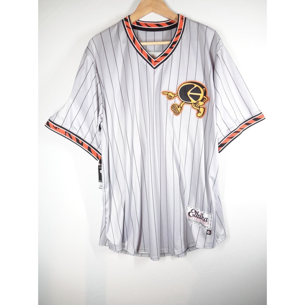 Ethika Baseball Jersey Mens 3XL Grey Pinstripe Tiger Graphic Streetwear NWT